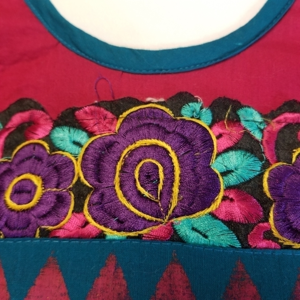 Vtg ethnic indian pakastani kurti kurta embroidered floral boho dress - Picture 4 of 14